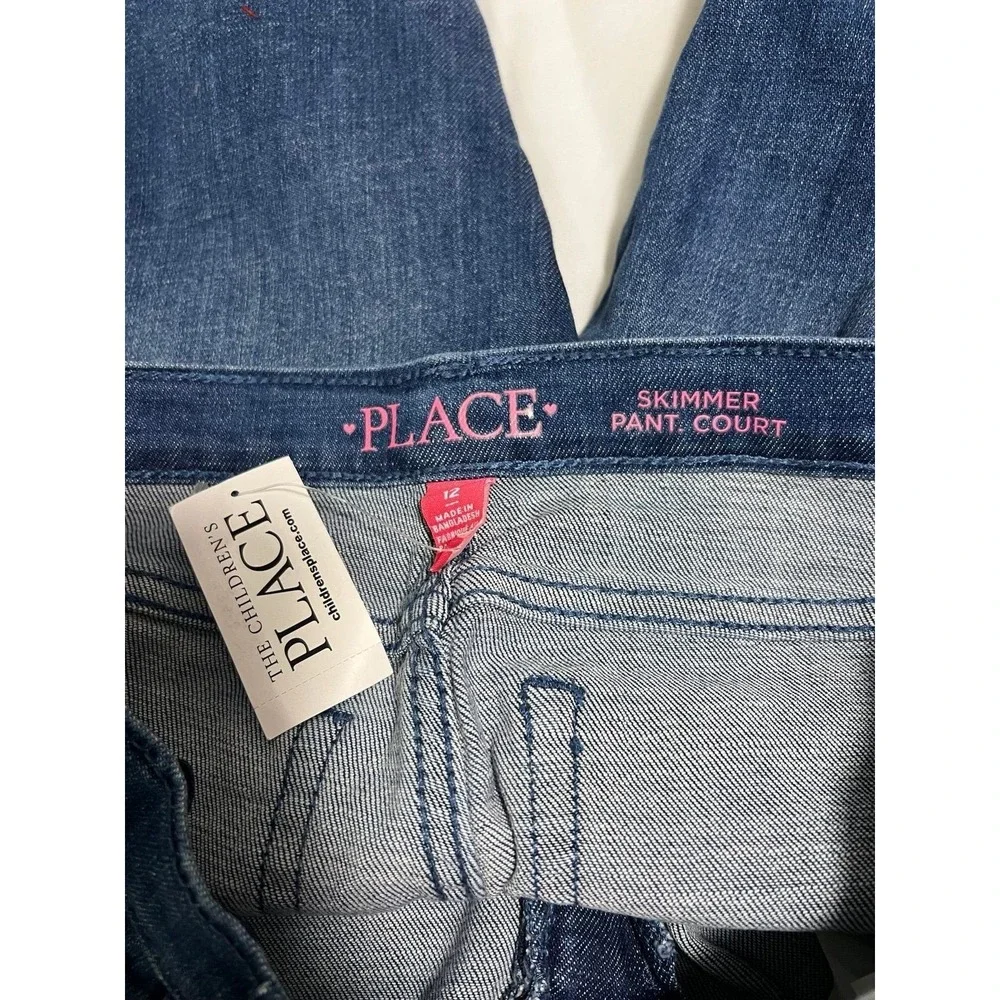 The Children's Place Skimmer Shorts Girls 12 Blue New Distressed Super Stretch